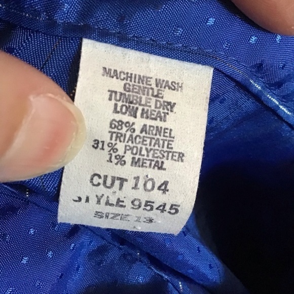 Vintage 80s Blue Midi Dress | Long Sleeve Button Up Tie Waist Dress - Picture 3 of 10